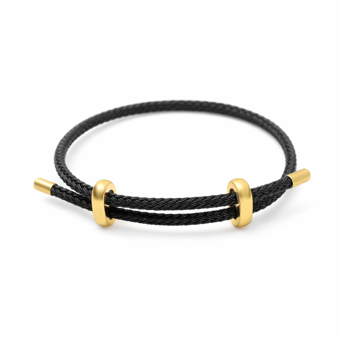 Genuine 4mm Braided Stainless Steel Bracelet – Gold‑Tone Accents