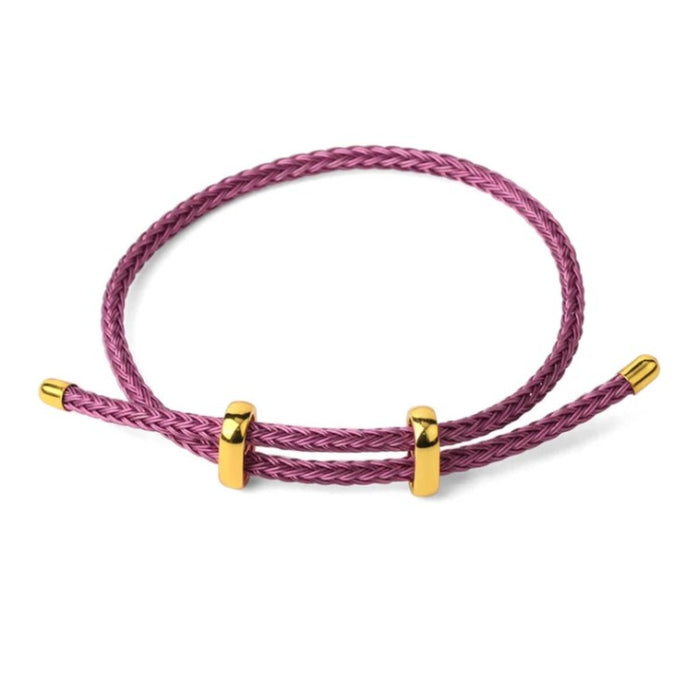 Genuine 4mm Braided Stainless Steel Bracelet – Gold‑Tone Accents