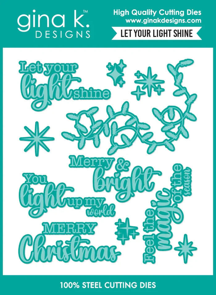 Gina K. Designs - BUNDLE - Stamp, Die Set & Stencil - Let Your Light Shine. Set by Gina K Designs. At Embellish Away in Bowmanville Ontario Canada.