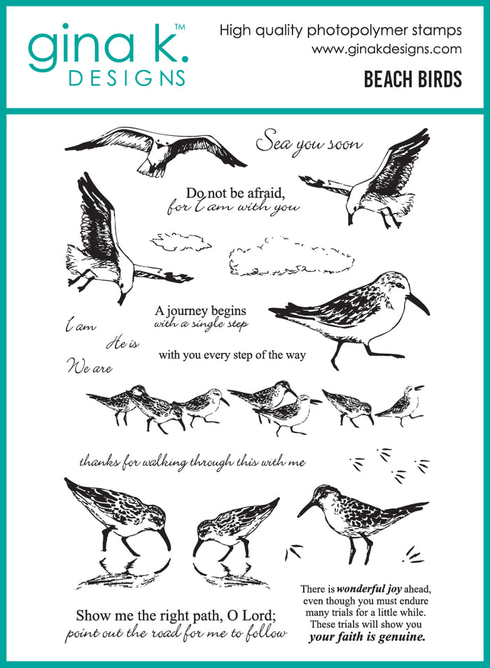 Gina K. Designs - Stamp & Die Set - Beach Birds. Available at Embellish Away located in Bowmanville Ontario Canada.