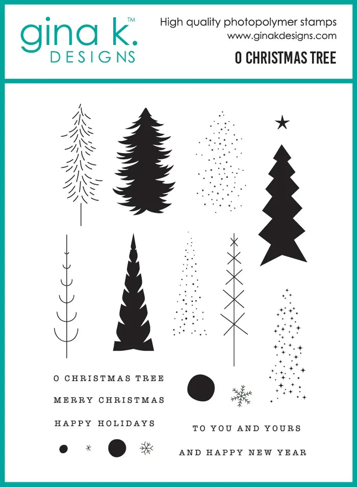 Gina K. Designs - Stamp & Die Set - O Christmas Tree. Set by Gina K Designs. At Embellish Away in Bowmanville Ontario Canada.