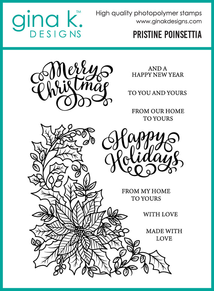 Gina K. Designs - Stamp &amp; Die Set - Pristine Poinsettia. Set by Arjita Singh. At Embellish Away in Bowmanville Ontario Canada.