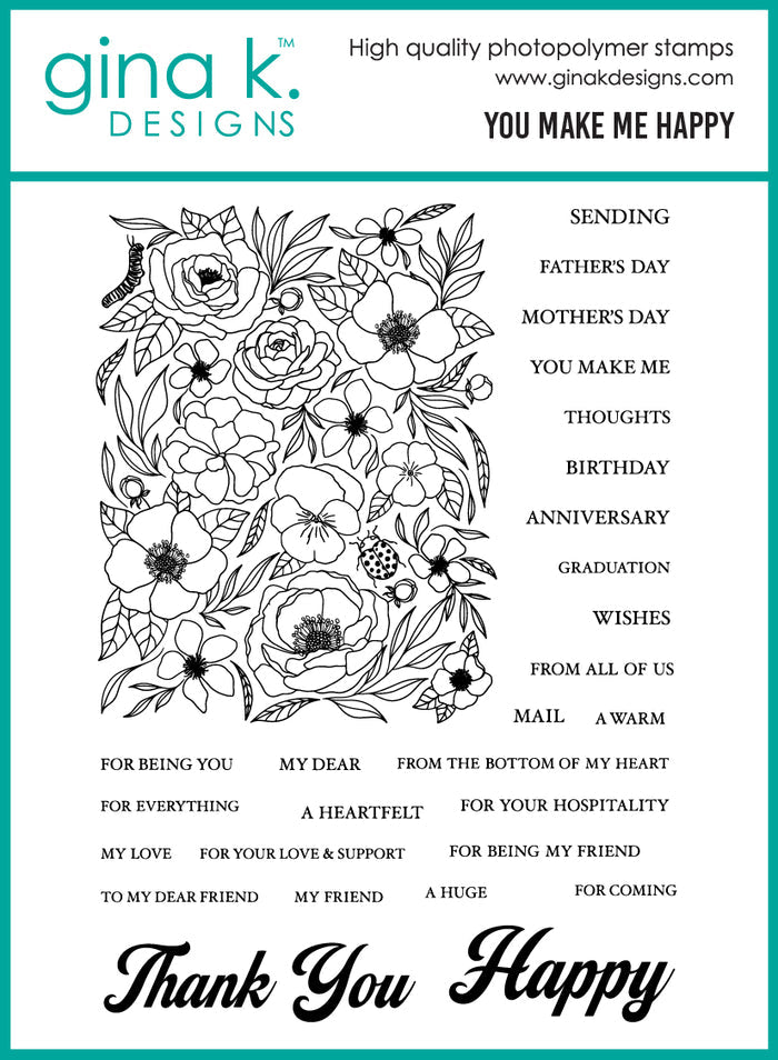 Gina K. Designs - Stamp & Die Set - You Make Me Happy. Available at Embellish Away located in Bowmanville Ontario Canada.