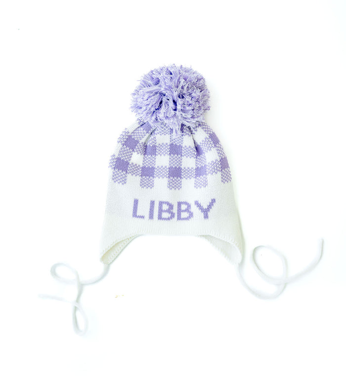 Gingham Plaid Custom Knit Toboggan Hat