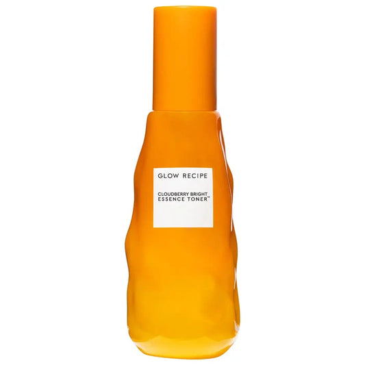 Glow Recipe Cloudberry Bright Essence Toner bottle, 75ml, with brightening skincare formula and clear packaging.