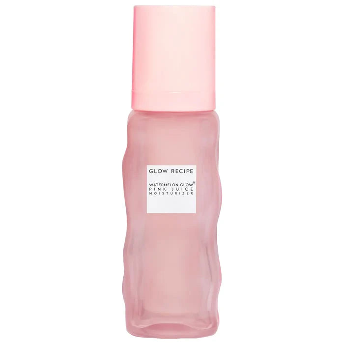 Glow Recipe Watermelon Pink Juice oil-free moisturizer in a refillable container, showing the vibrant pink packaging and product label.
