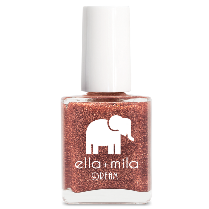 Glow With Me bronze and gold glitter nail polish bottle – ella+mila Dream