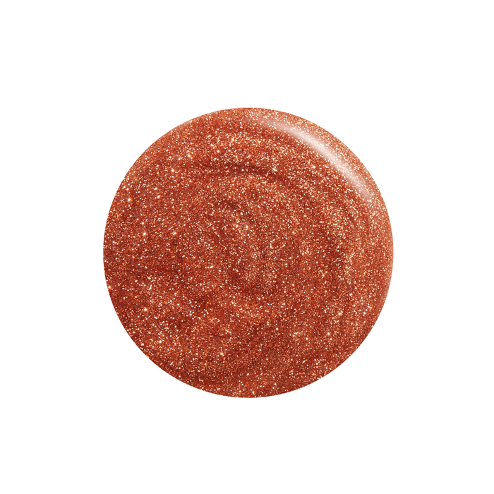 Glow With Me bronze and gold glitter nail polish color swatch