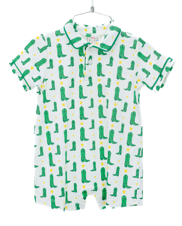 Pima Green Boot Outfits for Boys  Romper