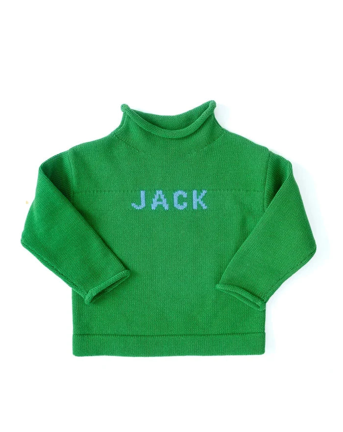 Green personalized sweater for kids
