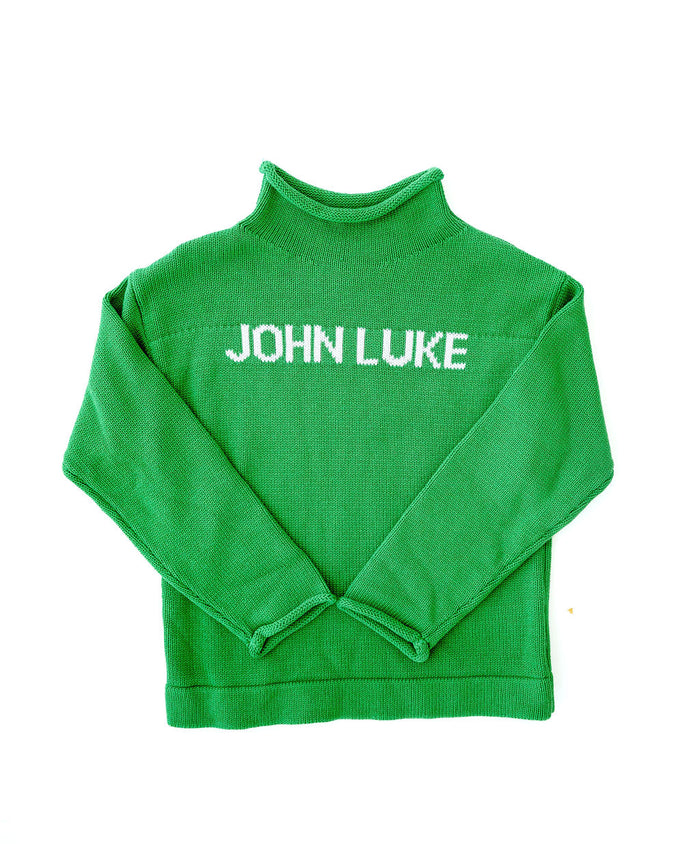 Green personalized sweater for kids
