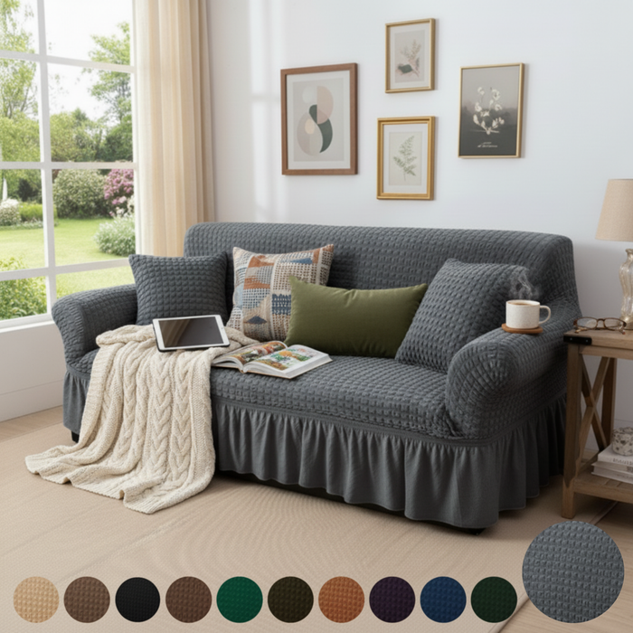 Grey Fitted Bubble Sofa Cover