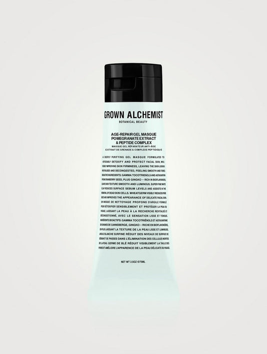 Grown Alchemist Age-Repair Gel Masque 75ml unopened jar, smooth gel texture for youthful skin, in a sleek skincare container.
