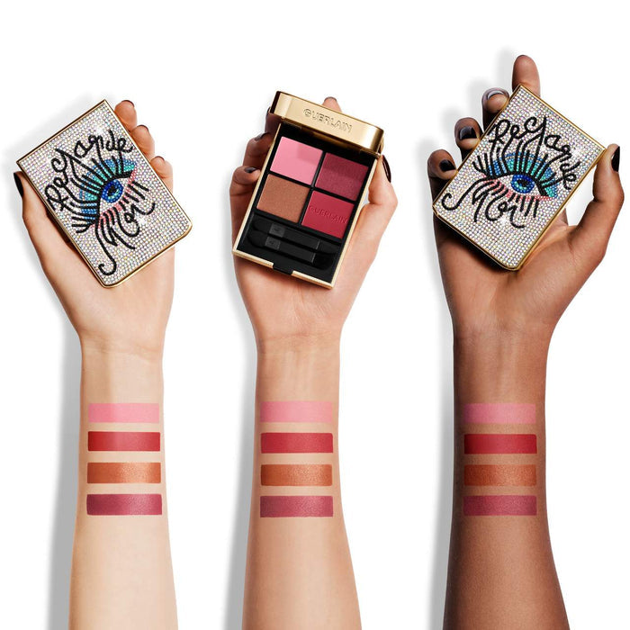 Guerlain Ombres G quad eyeshadow palette in shade 888 Regarde Moi with four neutral and shimmer eye colors displayed