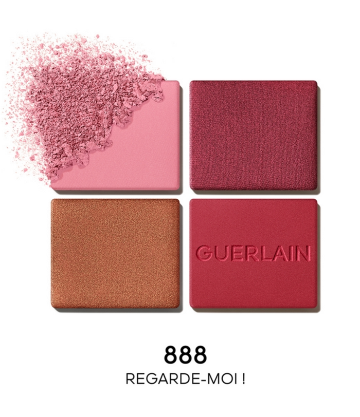 Guerlain Ombres G Quad Eyeshadow Palette in 888 Regarde Moi with four shimmery eye shadow shades visible in the palette.
