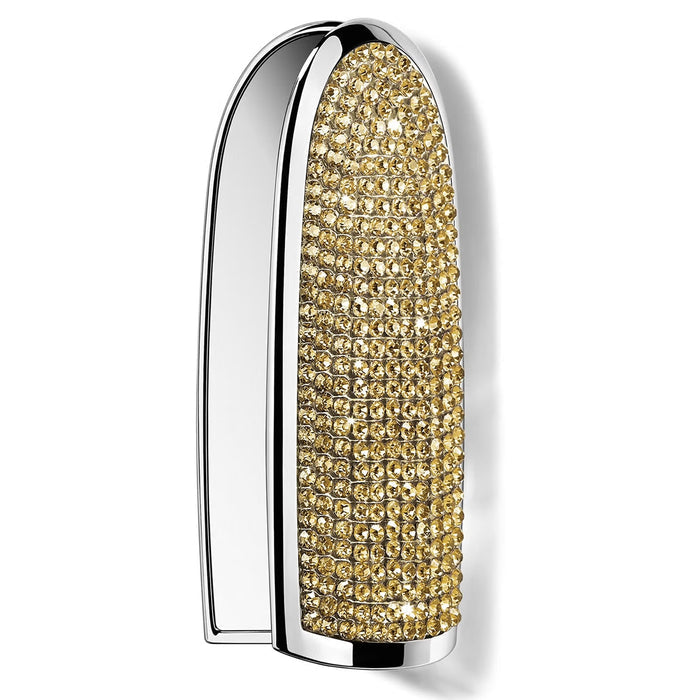 Guerlain Rouge G lipstick in Topaz Aura shade with a decorative cap, showcasing a luxurious beauty product.