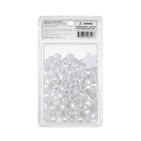 #Ha112 Glow In The Dark Hair Beads [X Large] [White]