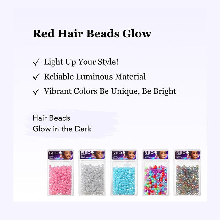 #Ha112 Glow In The Dark Hair Beads [X Large] [White]