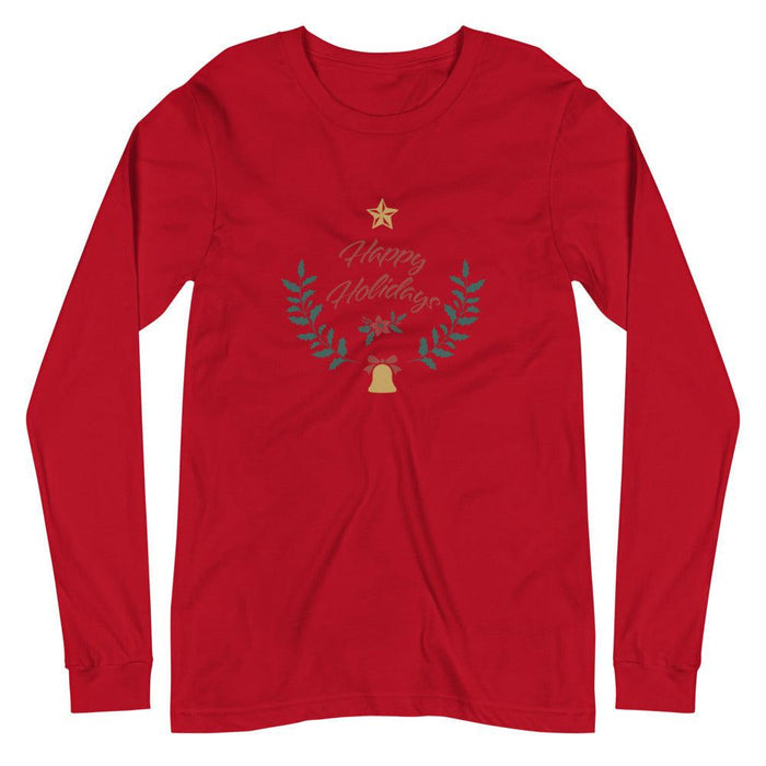 Happy Holidays Wreath Unisex Long Sleeve Tee - Billyforce Shop