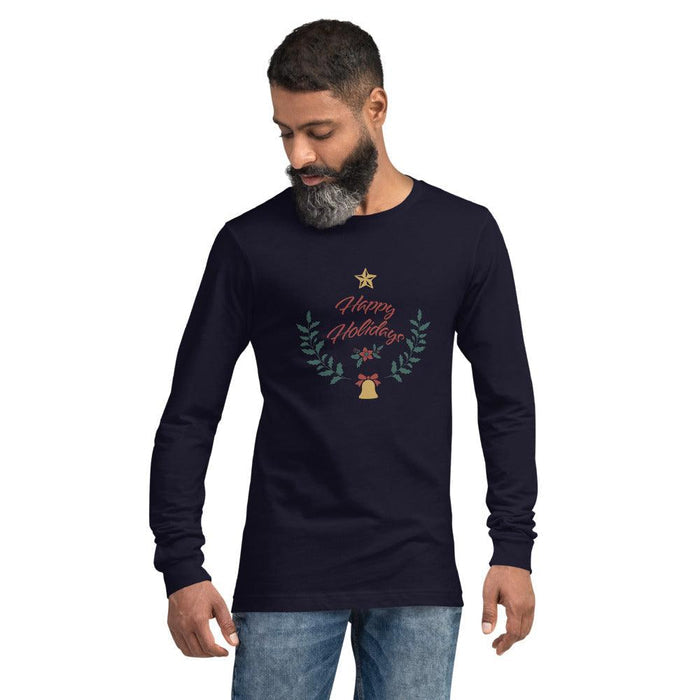 Happy Holidays Wreath Unisex Long Sleeve Tee - Billyforce Shop