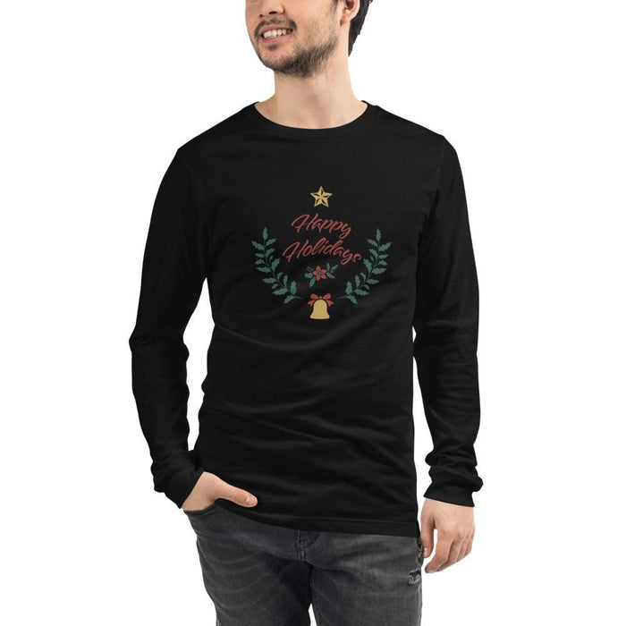 Happy Holidays Wreath Unisex Long Sleeve Tee - Billyforce Shop
