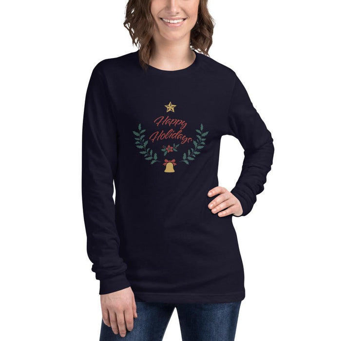 Happy Holidays Wreath Unisex Long Sleeve Tee - Billyforce Shop