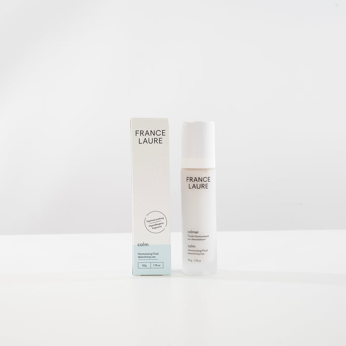 France Laure Calm Harmonizing Fluid bottle and box, hypoallergenic desensitizing skincare for sensitive skin, 50g