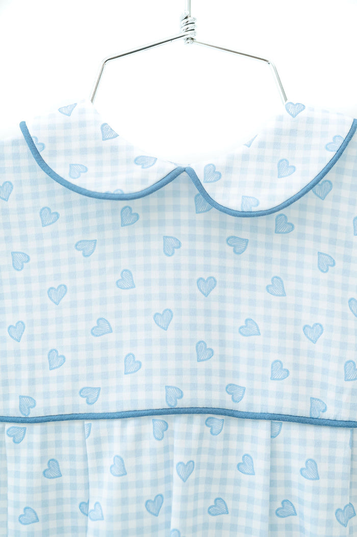 Made from 100% pima cotton, the Blue Heart Pima Bubble ensures ultimate comfort while keeping your little one stylish.