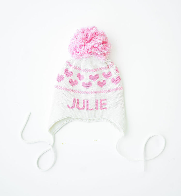 Hearts Custom Knit Toboggan Hat