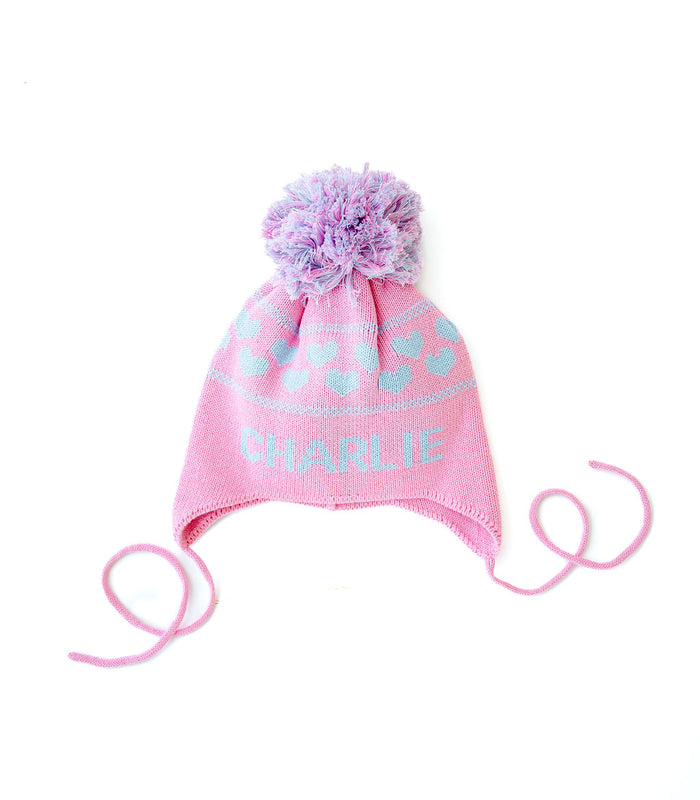 Hearts Custom Knit Toboggan Hat