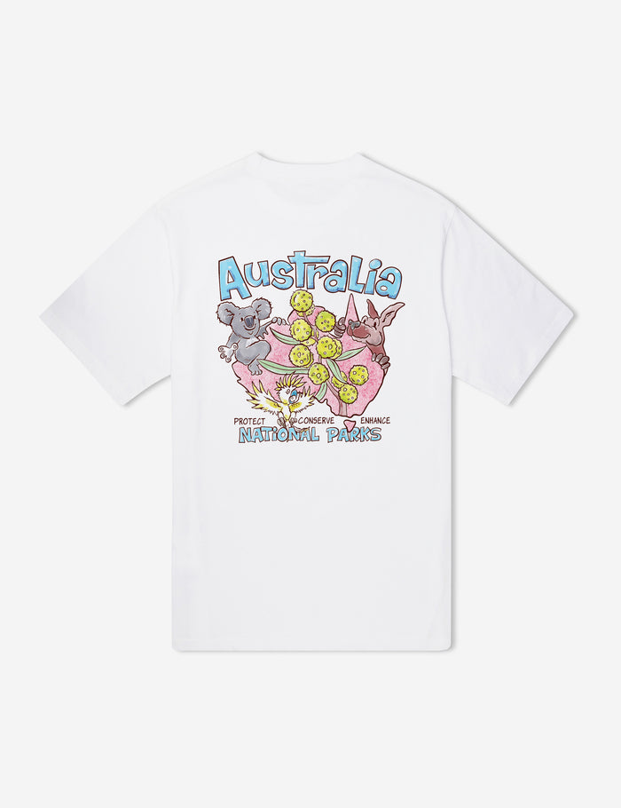 Heavy Weight Print Tee - Tourist Tee Australia White