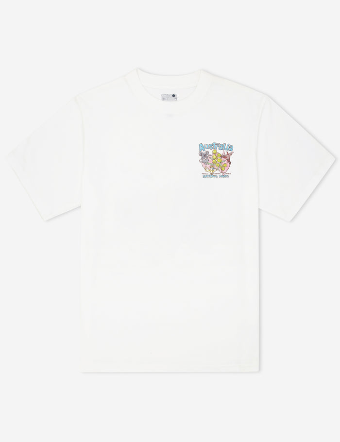 Heavy Weight Print Tee - Tourist Tee Australia White