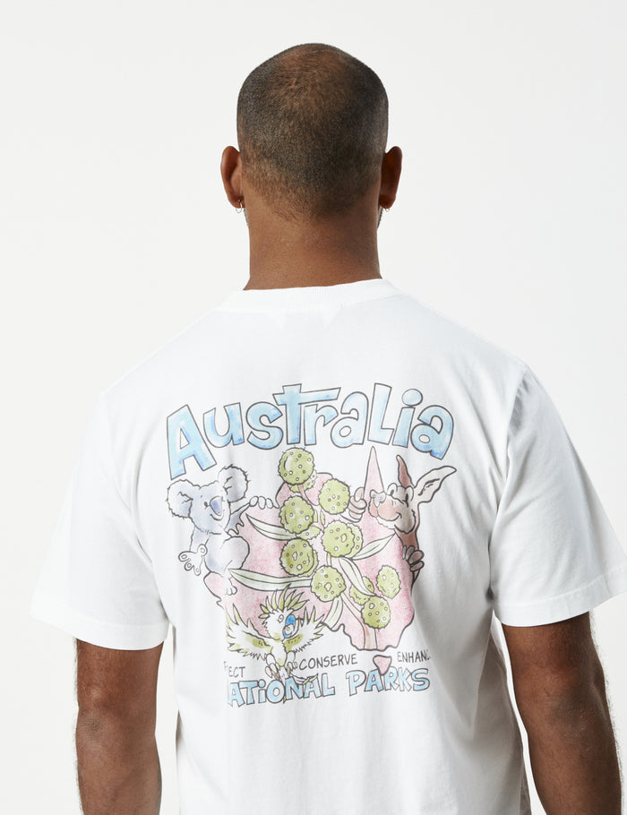 Heavy Weight Print Tee - Tourist Tee Australia White