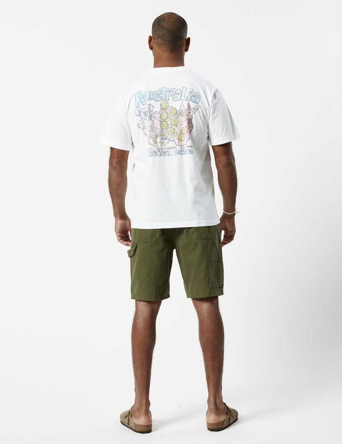 Heavy Weight Print Tee - Tourist Tee Australia White