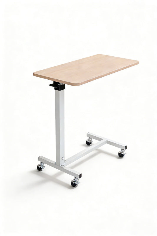 Height Adjustable Overbed Table (Light Brown)