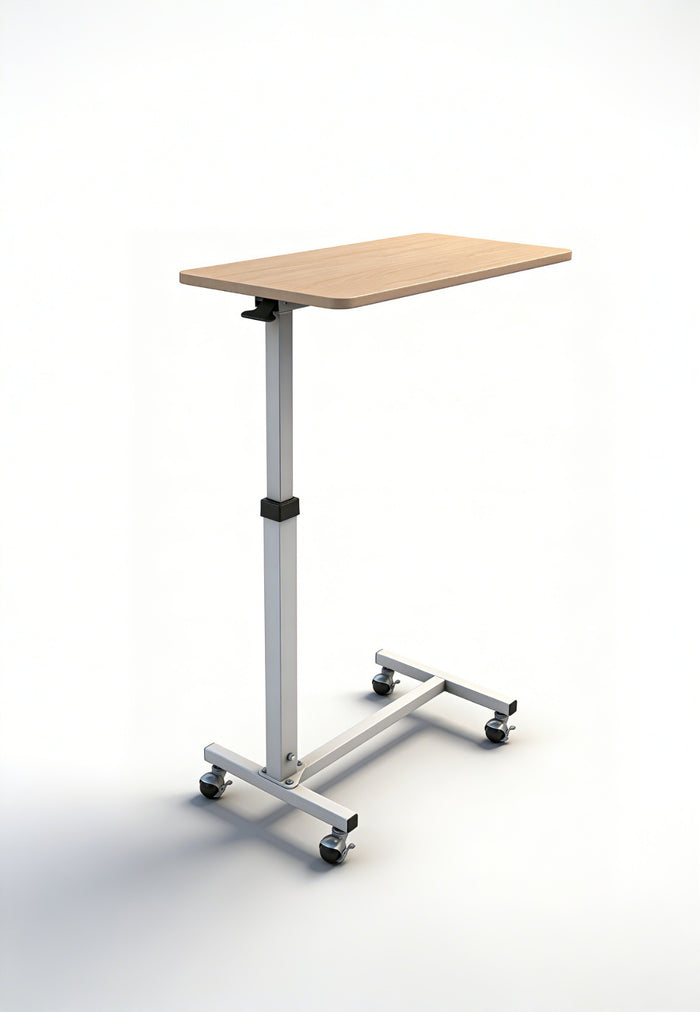 Height Adjustable Overbed Table (Light Brown)