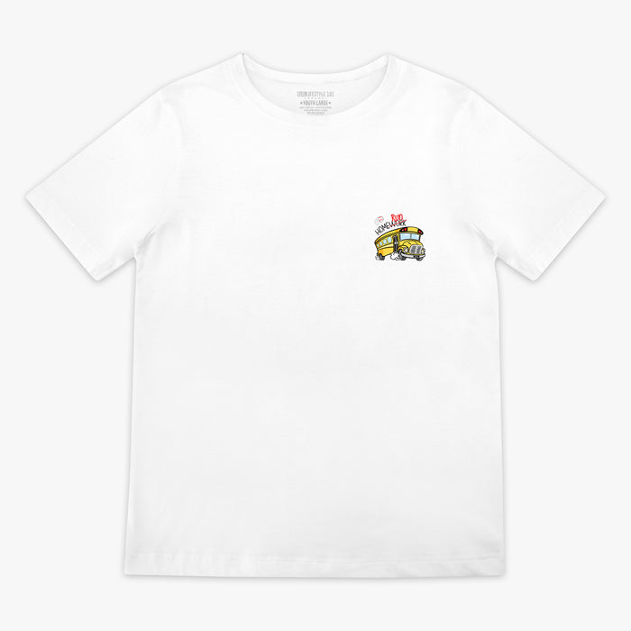 White Homerun Bus Youth Tee youth item — front view