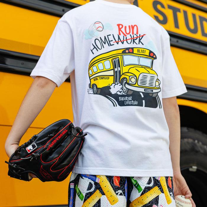Youth model wearing white youth item