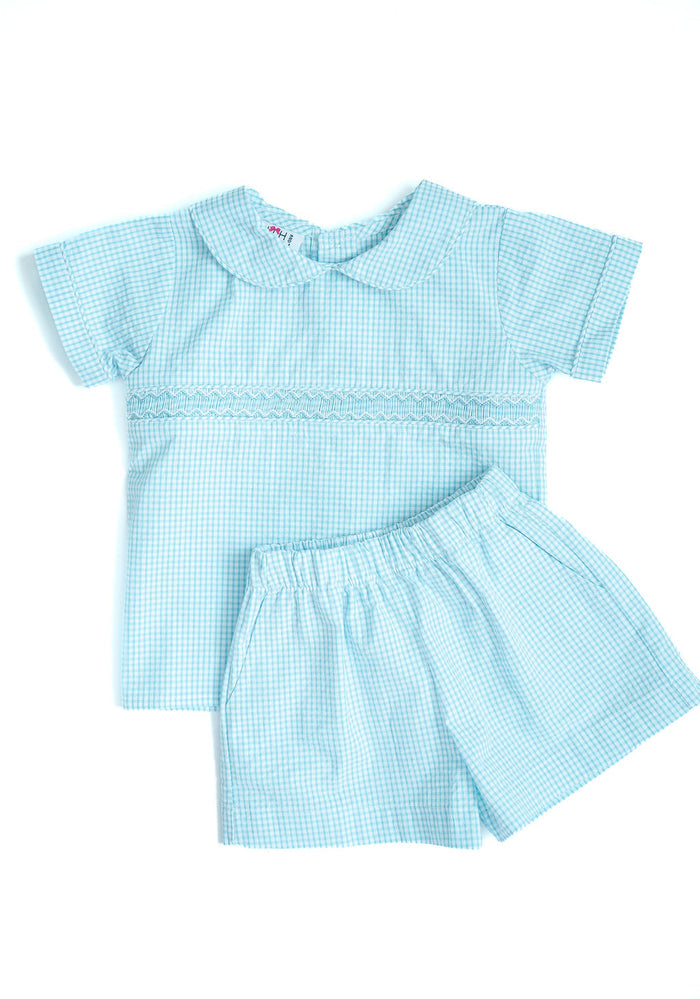 Hydrangeas Smocked Samuel Shirt/Shorts Set