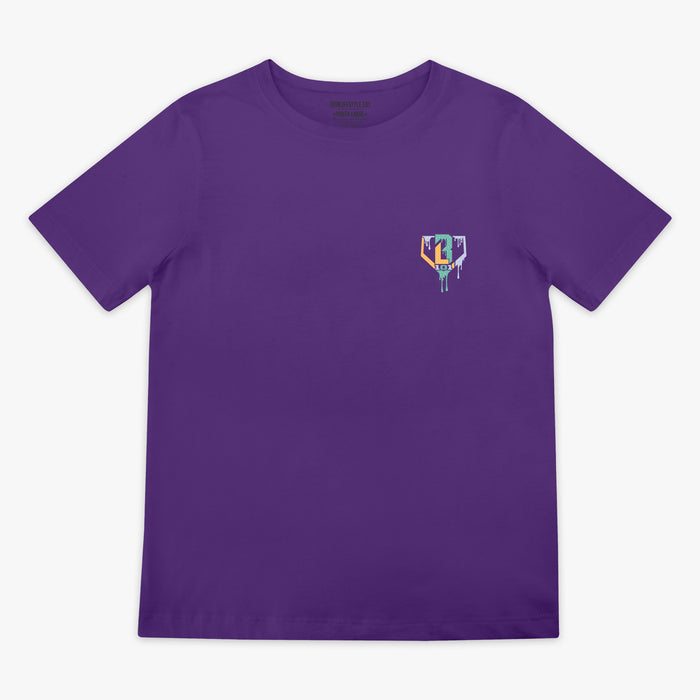 Youth model wearing ice Cream Galaxy Grape youth graphic tee