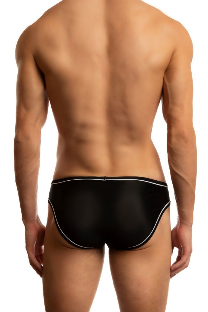 Jack Adams Iconic Low-Rise 1" Swimsuit in black/white - premium,  fashionable and fun swimsuits, swim briefs, swim trunks and swim bikinis
