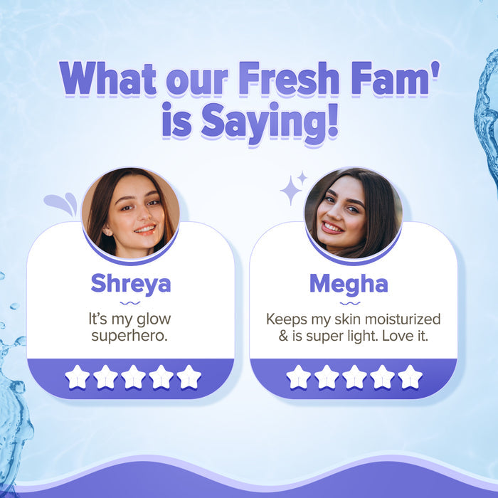 Aqualogica moisturizer review card with Fresh Fam ratings