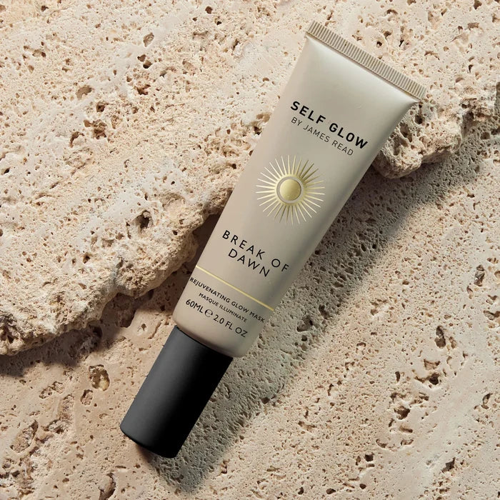 By James Read Break of Dawn Rejuvenating Glow Mask 60ml, featuring a sleek bottle, ideal for skin renewal and a radiant glow.
