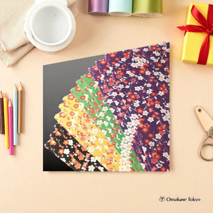 Japanese Washi Chiyogami Plum Flower
