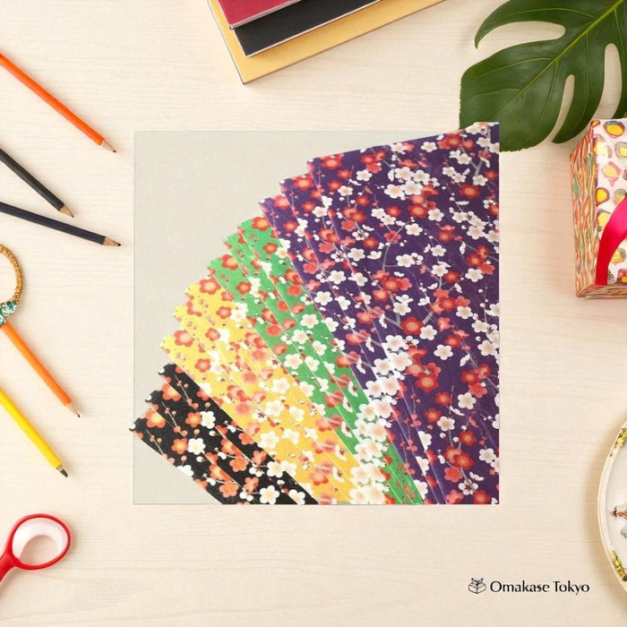 Japanese Washi Chiyogami Plum Flower