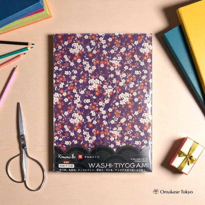 Japanese Washi Chiyogami Plum Flower