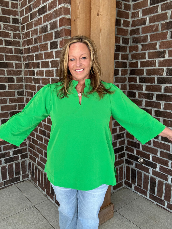 Jodifl Crinkled Ruffle Neck Top