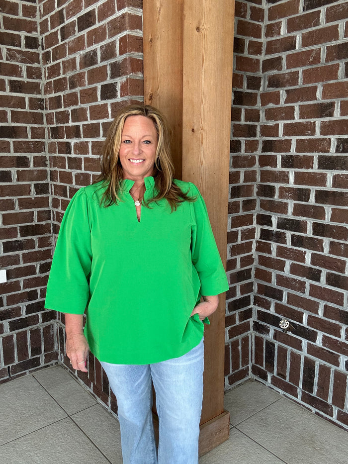 Jodifl Crinkled Ruffle Neck Top