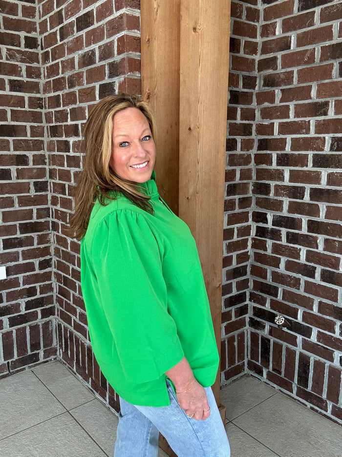 Jodifl Crinkled Ruffle Neck Top