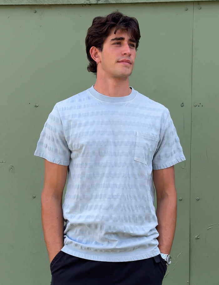 Joe Engineer Stripe Oversized Short Sleeve Tee - Pale Grey